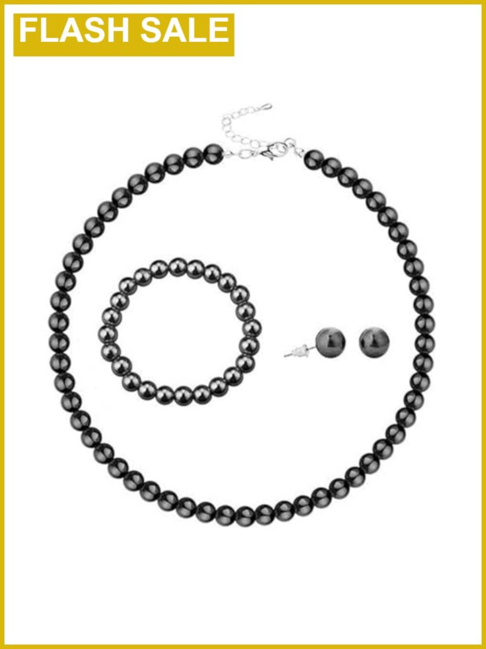 10mm Faux Pearl Jewelry Set with Necklace Bracelet & Earrings
